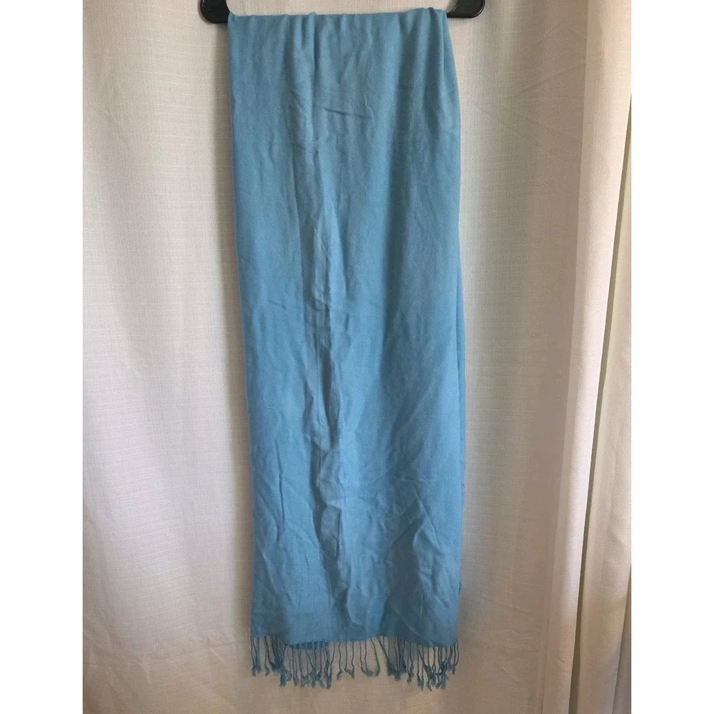 Light Blue Scarf Double Sided Soft Fringe 72